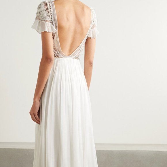 Temperley London Open-back embellished crocheted tulle and silk-chiffon gown - Picture 2 of 5